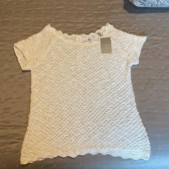 Anthropologie knitted and knotted short sleeve sweater- size large - Picture 1 of 8